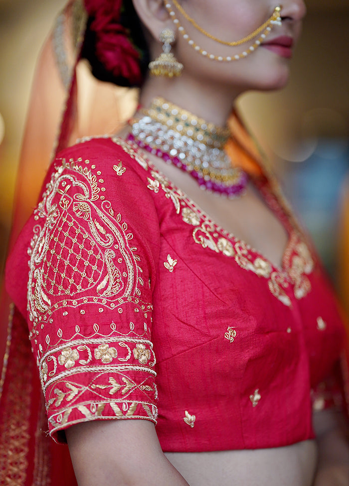 Red Zardosi Work Silk Designer Blouse
