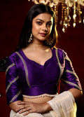 Purple Solid Dupion Silk Designer Blouse
