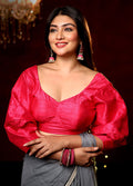 Pink Solid Silk Designer Blouse