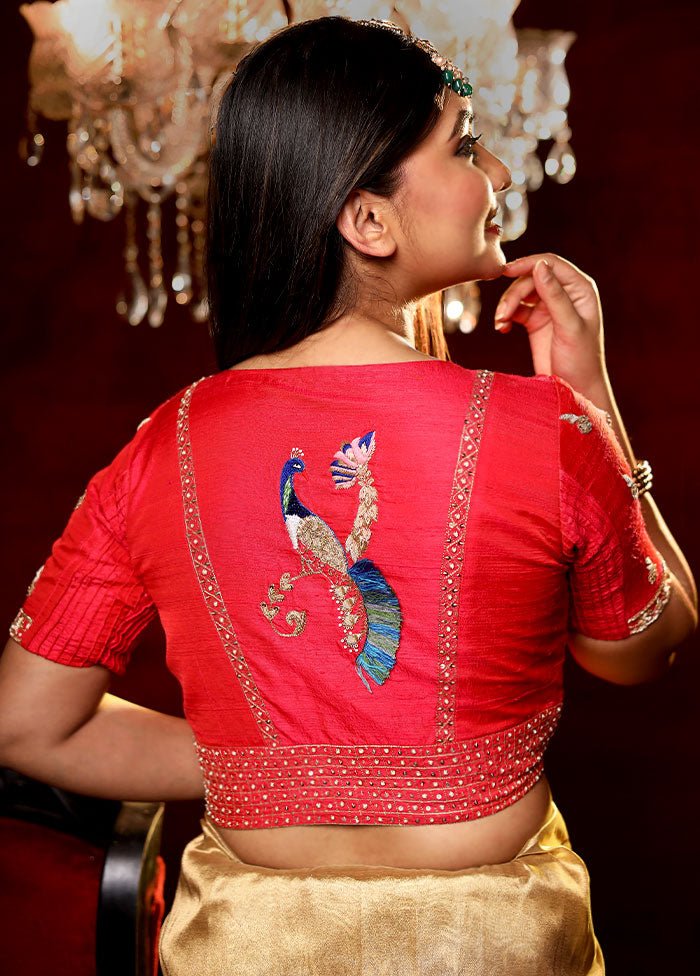 Pink Zardosi Work Silk Designer Blouse