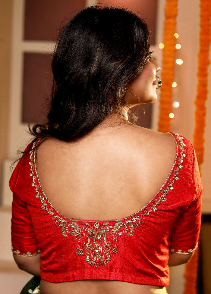 Red Zardosi Work Silk Designer Blouse
