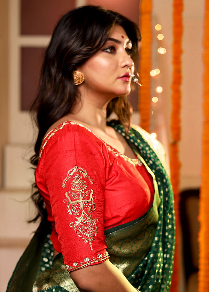 Red Zardosi Work Silk Designer Blouse
