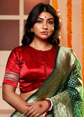Red Solid Silk Designer Blouse