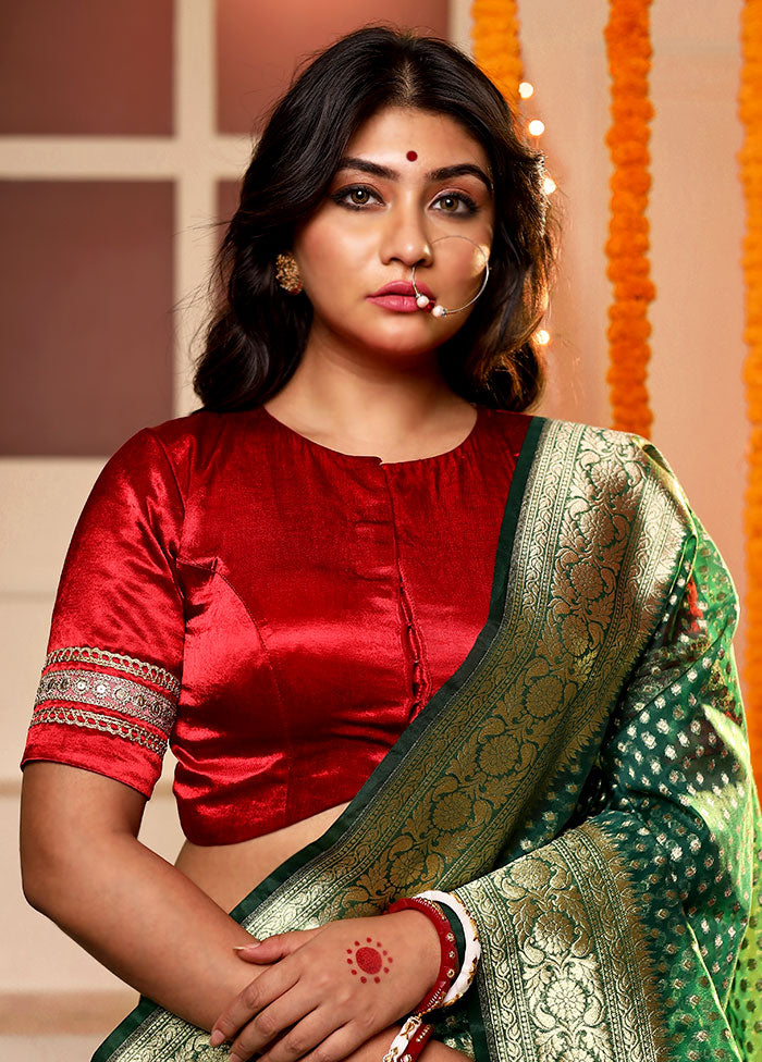 Red Solid Silk Designer Blouse