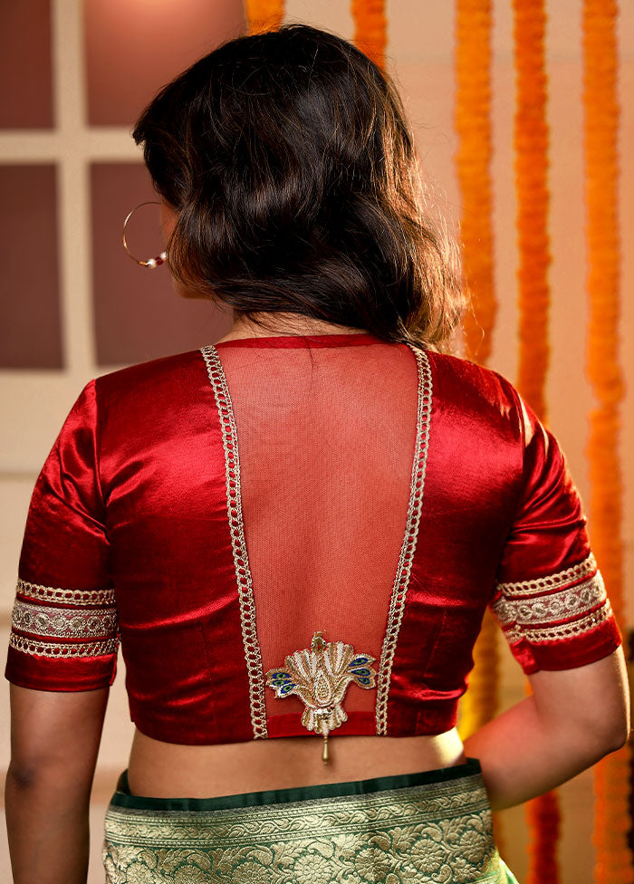 Red Solid Silk Designer Blouse