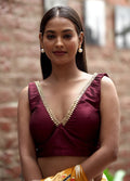 Maroon Dupion Silk Designer Blouse