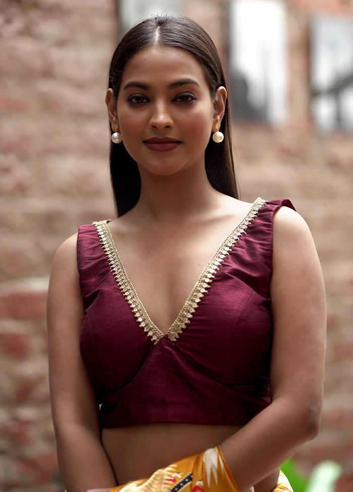 Maroon Dupion Silk Designer Blouse