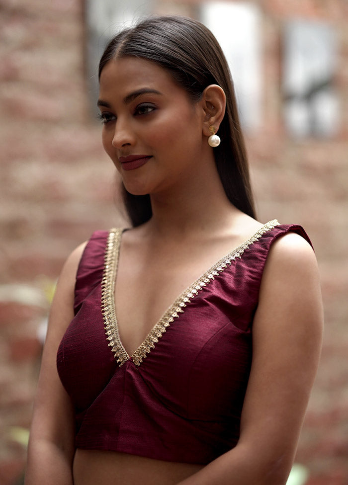 Maroon Dupion Silk Designer Blouse