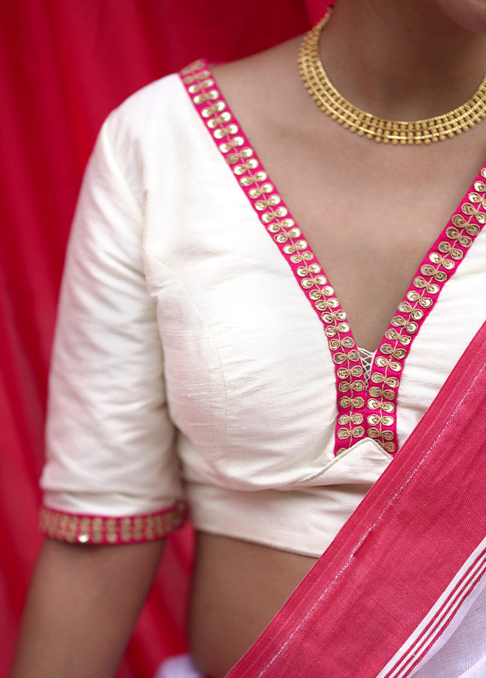 Cream Dupion Silk Designer Blouse