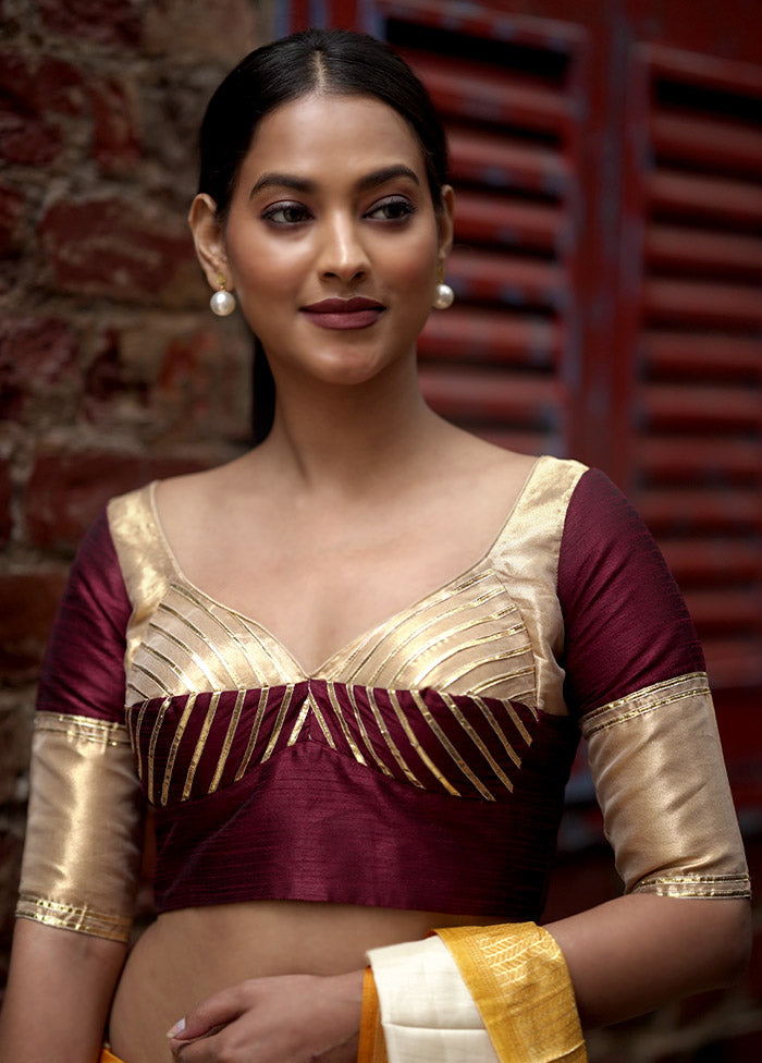 Maroon Dupion Silk Designer Blouse
