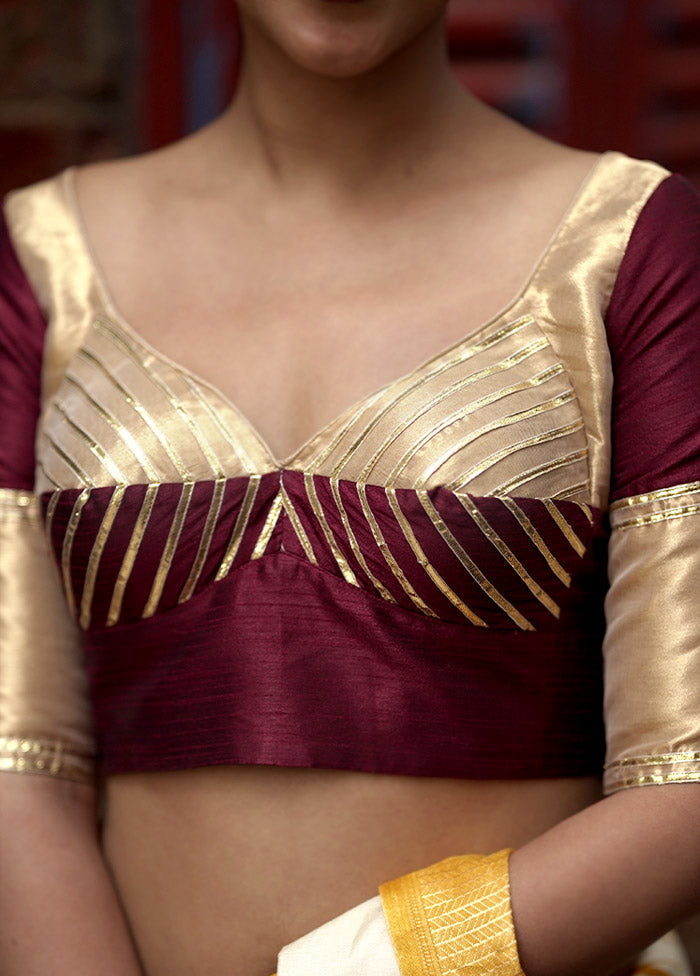 Maroon Dupion Silk Designer Blouse