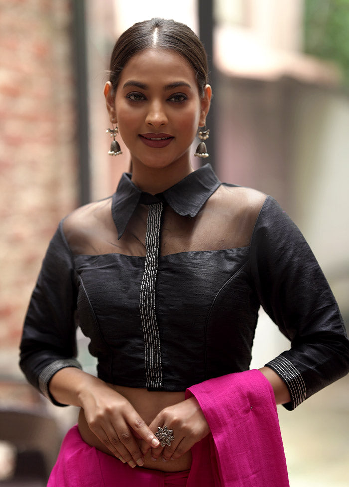 Black Dupion Silk Designer Blouse