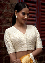 Cream Organza Designer Blouse