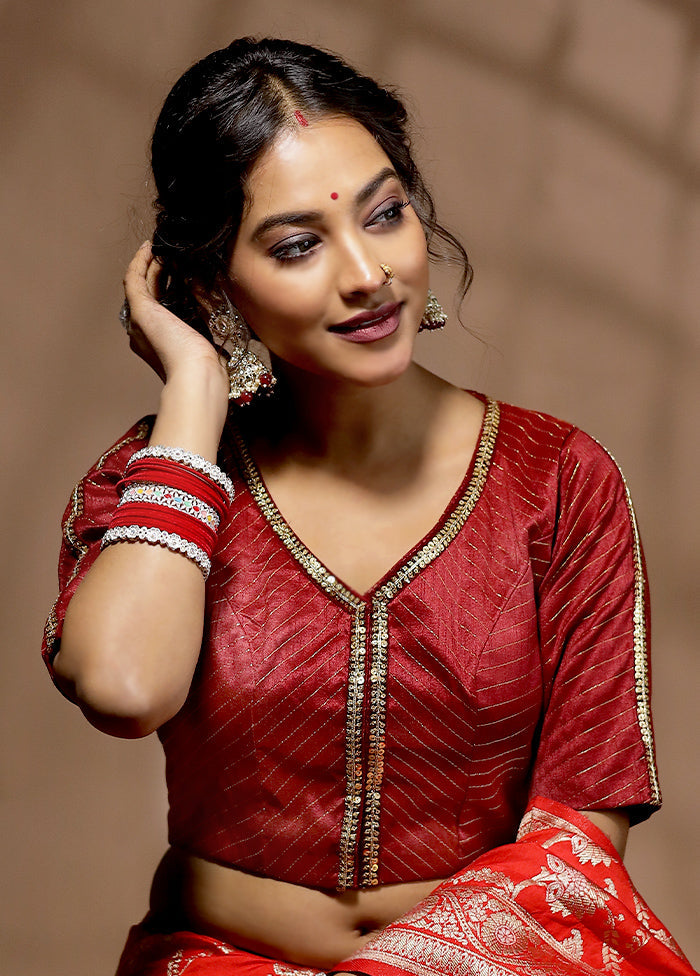 Maroon Dupion Silk Designer Blouse