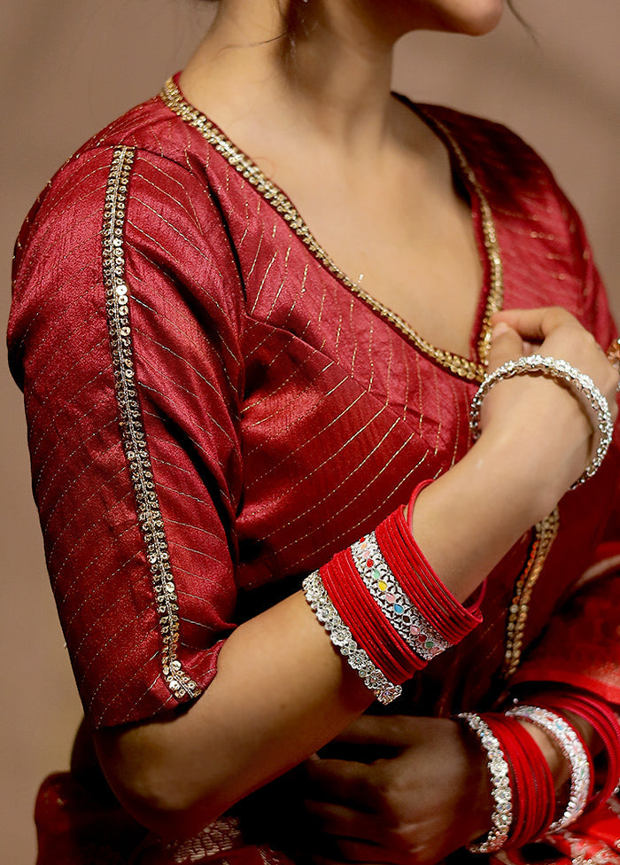 Maroon Dupion Silk Designer Blouse